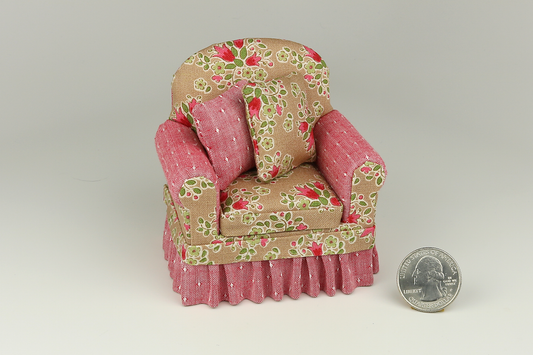 Floral Daydream Red-Ecru Armchair