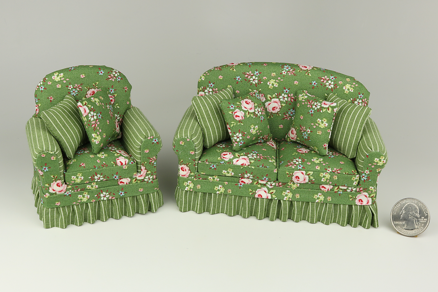 Pink Roses & Green Gardens Shabby Chic Loveseat