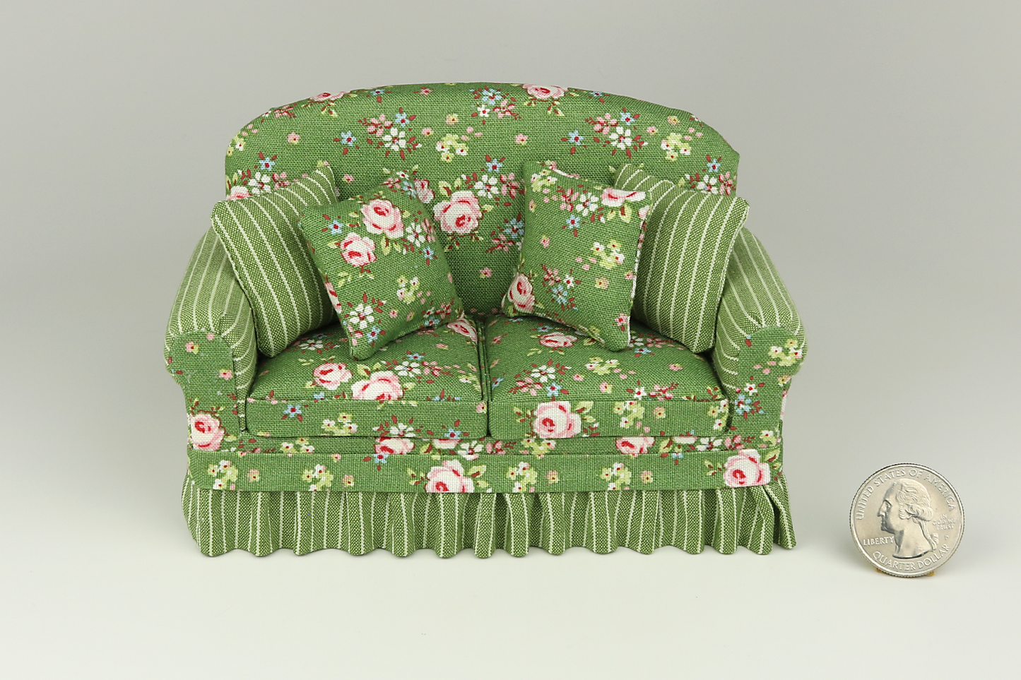 Pink Roses & Green Gardens Shabby Chic Loveseat