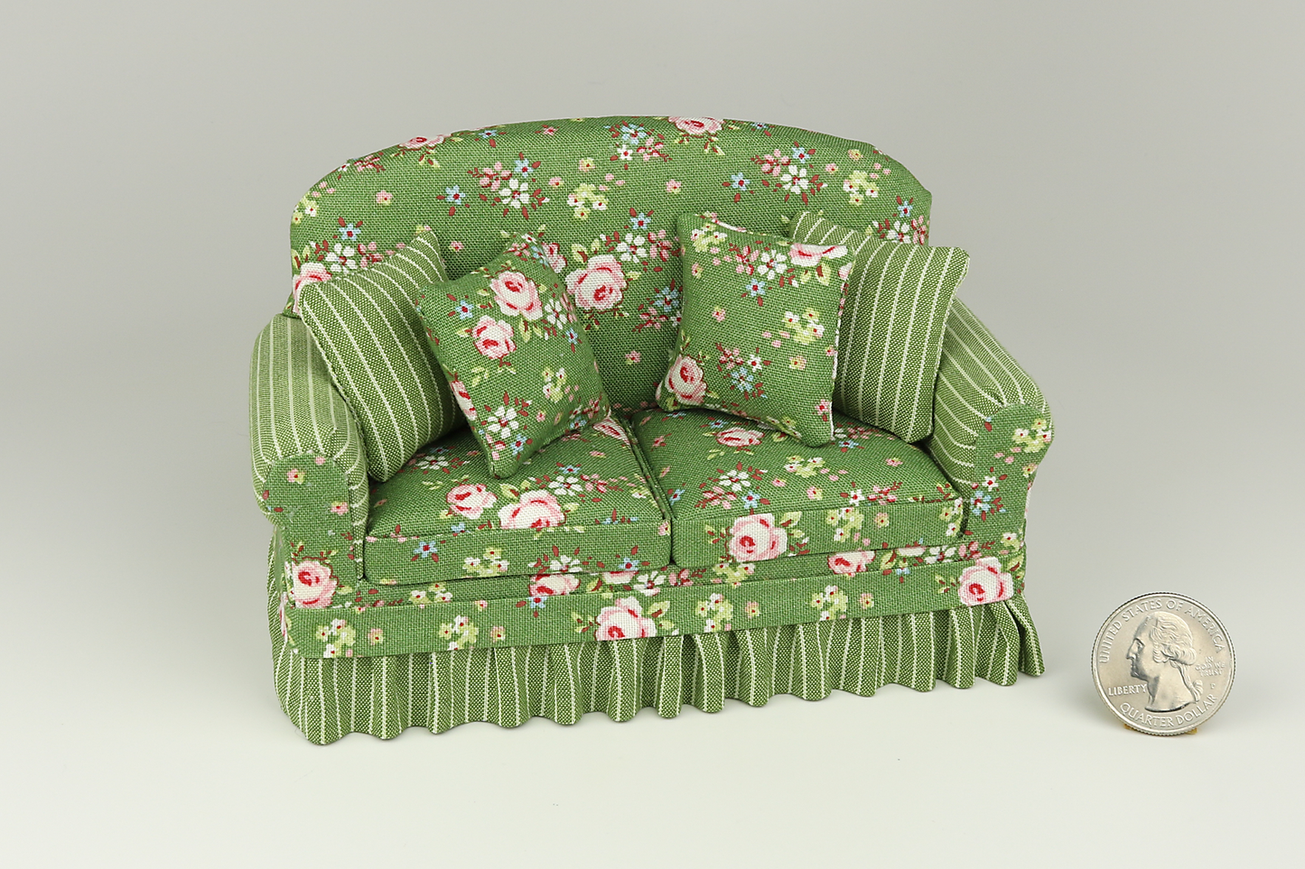 Pink Roses & Green Gardens Shabby Chic Loveseat