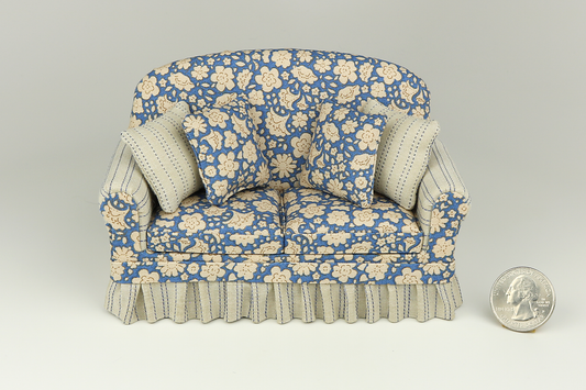 Floral Daydream Blue-Ecru Loveseat
