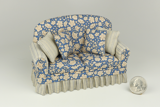 Floral Daydream Blue-Ecru Loveseat