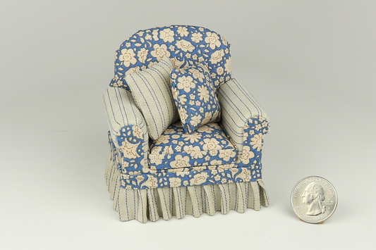 Floral Daydream Blue-Ecru Armchair