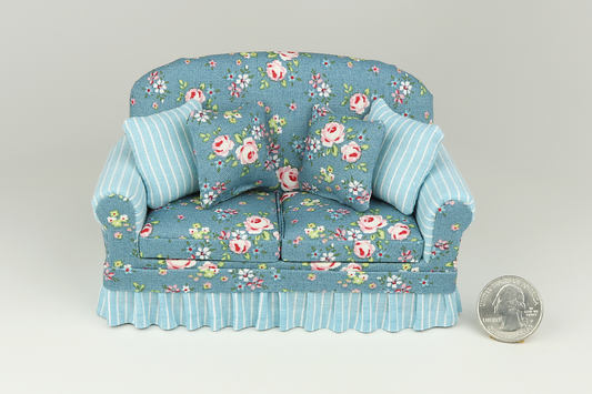 Pink Roses & Blue Skies Loveseat