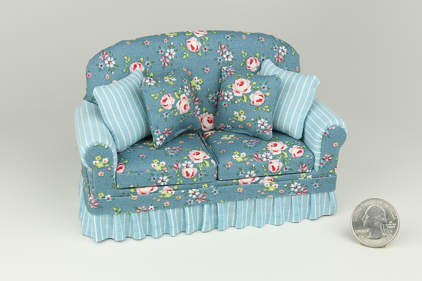 Pink Roses & Blue Skies Loveseat