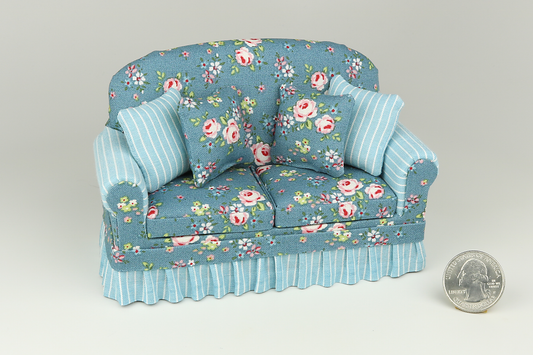 Pink Roses & Blue Skies Loveseat