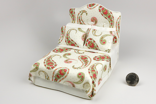 Paisleys of Bright White Double Bed