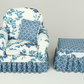 Fresh Blooms in Blue Armchair with Ottoman