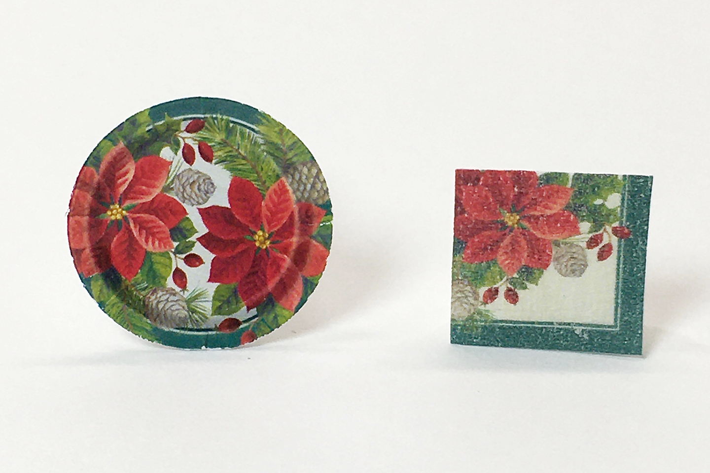 Poinsettias & Pinecones Paper Plates & Napkins Set