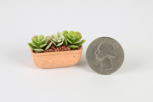 Miniature Flowers, Assorted Flowers in Clay Window Box Planter, Style #24,  Dollhouse Miniature, 1:12 Scale, Mini Flowers