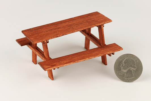 Weathered Red Picnic Table (Half Scale)