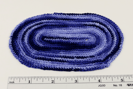 Blue Pattern Knit Oval Rug