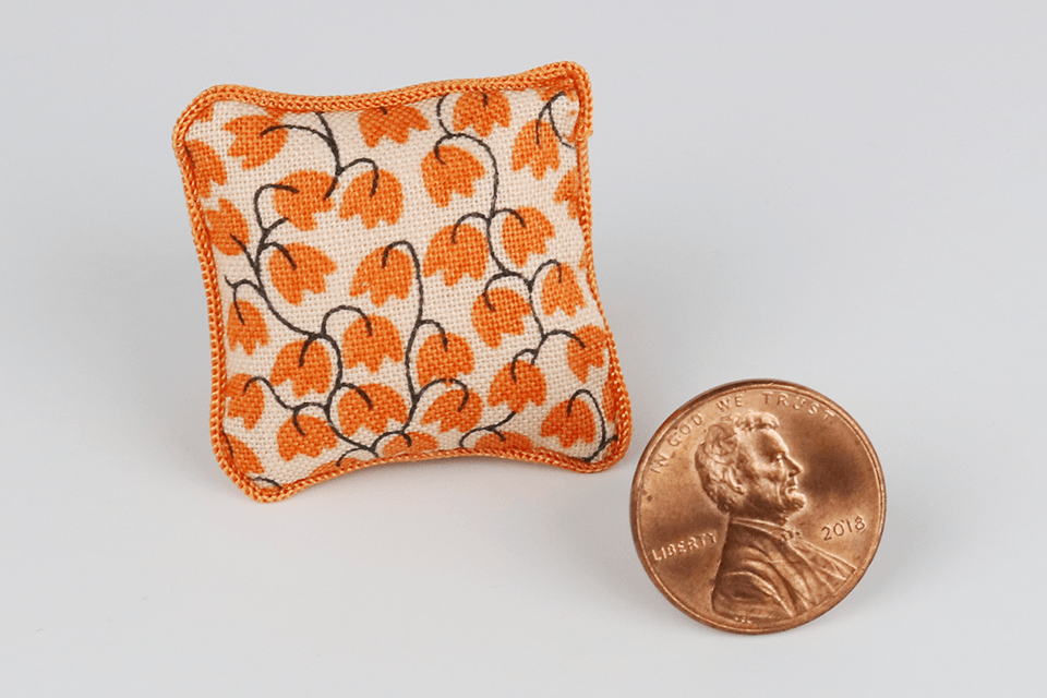 Orange Flowers Print Pillow