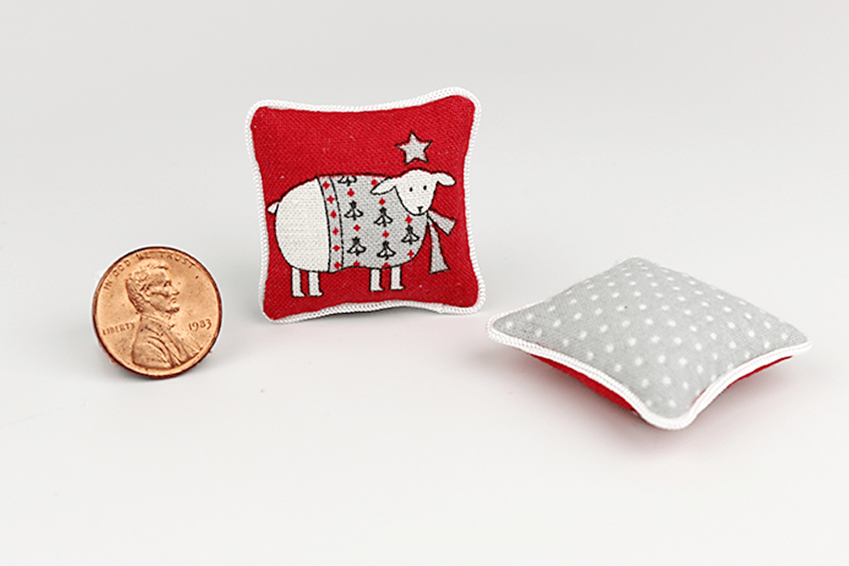 Sheep on Red Festive Pillow