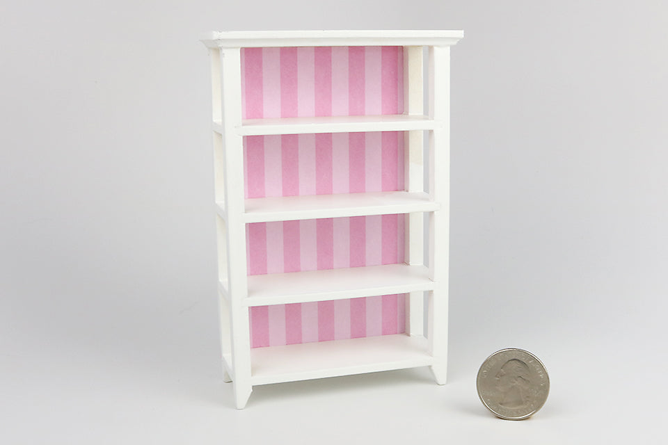 Bookshelf with Pink Stripe Backing