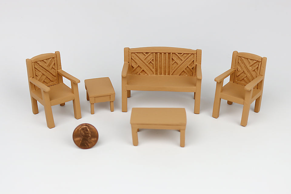 Natural Wood-Style Patio Set (Half Scale)