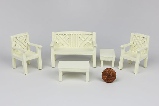 White Wood-Style Patio Set (Half Scale)