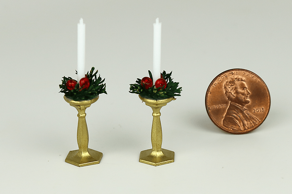 Set of Gold Holiday Candlesticks