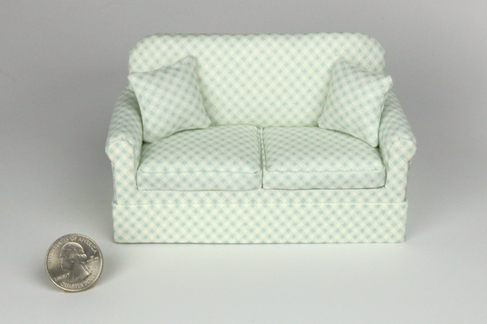 Relaxing Sage Lattice-Print Sofa