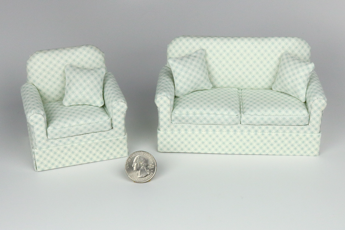 Relaxing Sage Lattice-Print Sofa